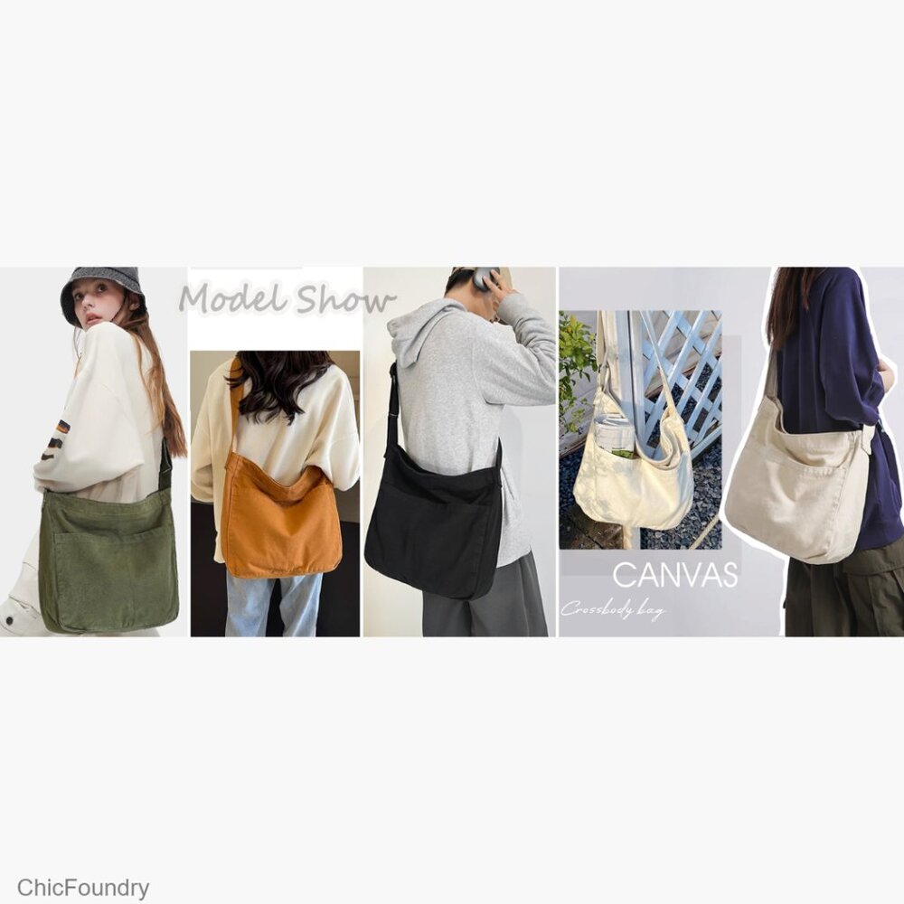 Large Canvas Tote Bag with Zipper, Adjustable Strap for Work Travel Everyday - Picture 7 of 7